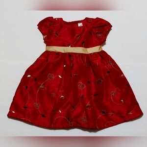 Very Pretty Red‎ and Gold Floral Christmas Dress NWT Size 3T George